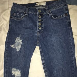 Free people crop skinny jeans high waisted